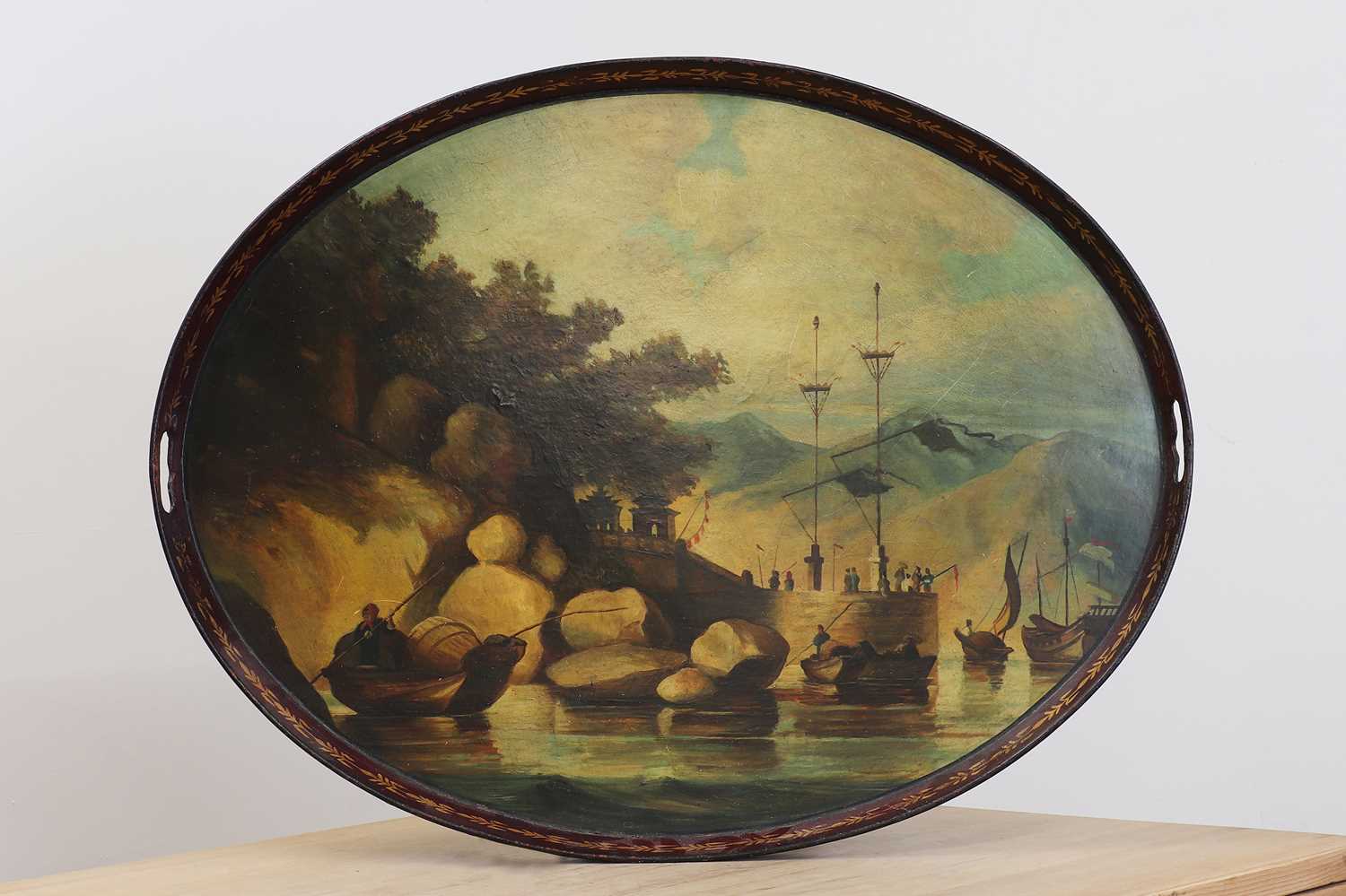 Lot 492 - A large toleware tray