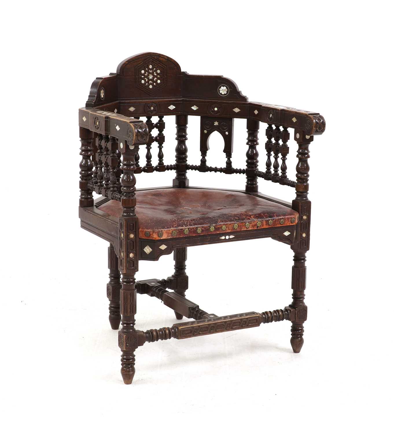 Lot 151 - A Moorish mahogany armchair