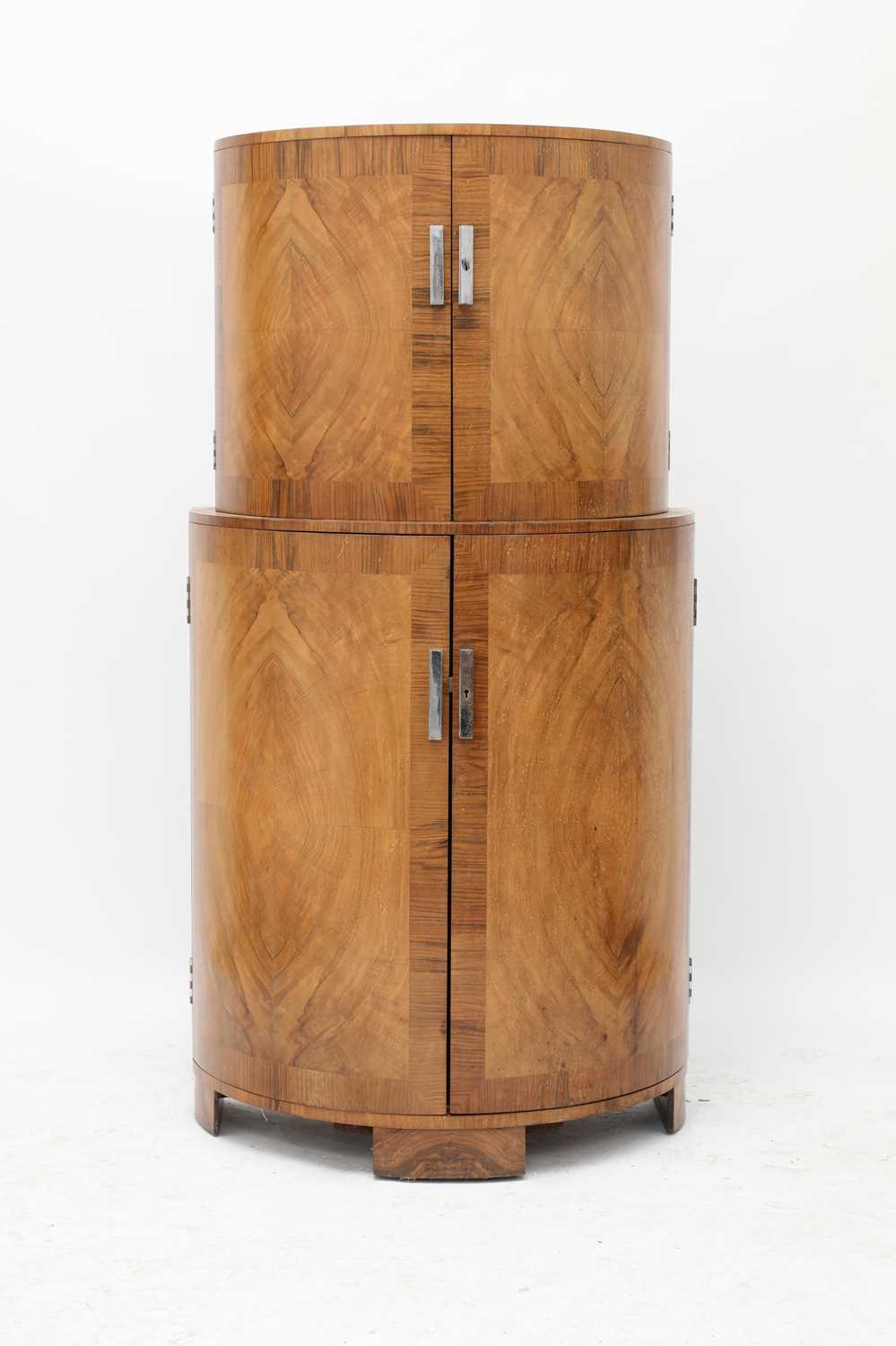 Lot 285 - An Art Deco crossbanded walnut cocktail cabinet