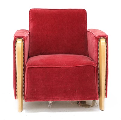 Lot 336 - An Art Deco sycamore-fronted armchair