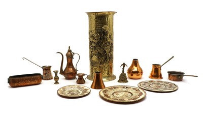 Lot 143 - A collection of brass and copper items