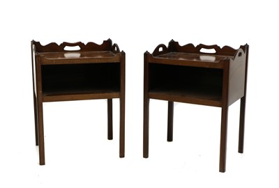 Lot 453 - A pair of George III style mahogany tray top bedside tables