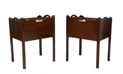 Lot 453 - A pair of George III style mahogany tray top bedside tables