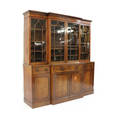 Lot 477A - A Regency mahogany breakfront secretaire bookcase