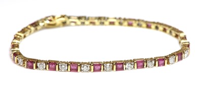 Lot 503 - A ruby and diamond line bracelet