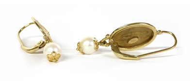 Lot 92 - A pair of Italian gold cultured freshwater pearl earrings, by Tagliamonte