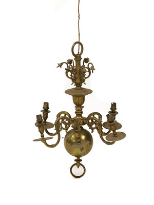 Lot 467 - A Dutch 17th century style brass chandelier