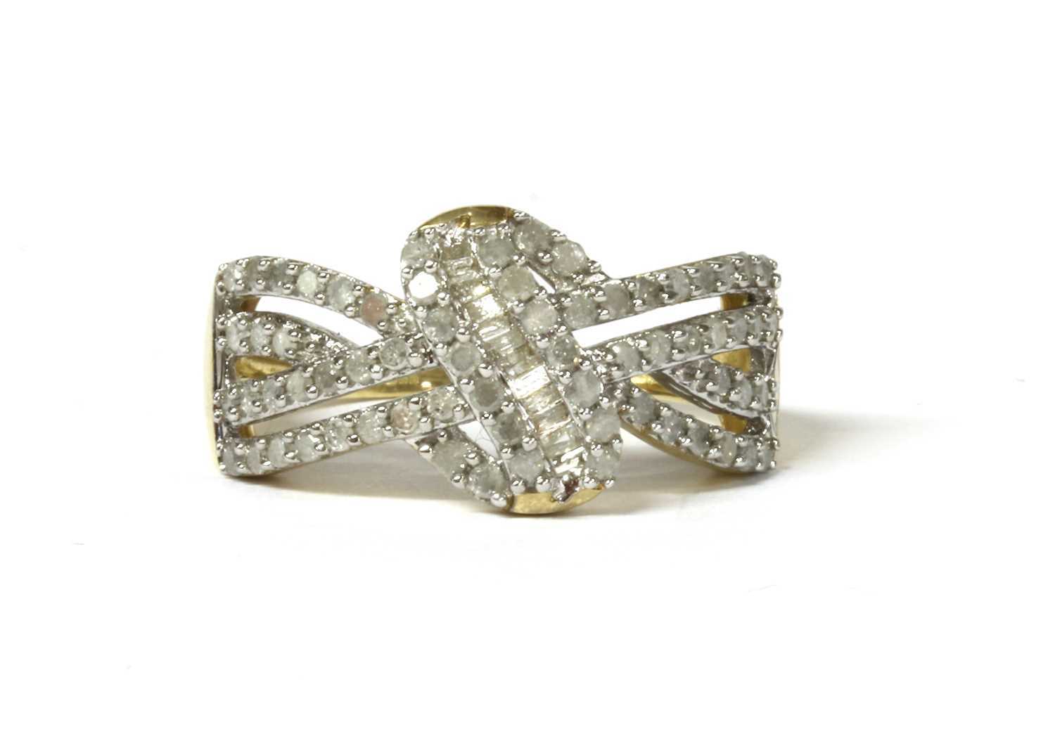 Lot 168 - A 9ct gold diamond set knot design ring