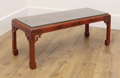 Lot 222 - An 18th-century-style red lacquer low coffee table