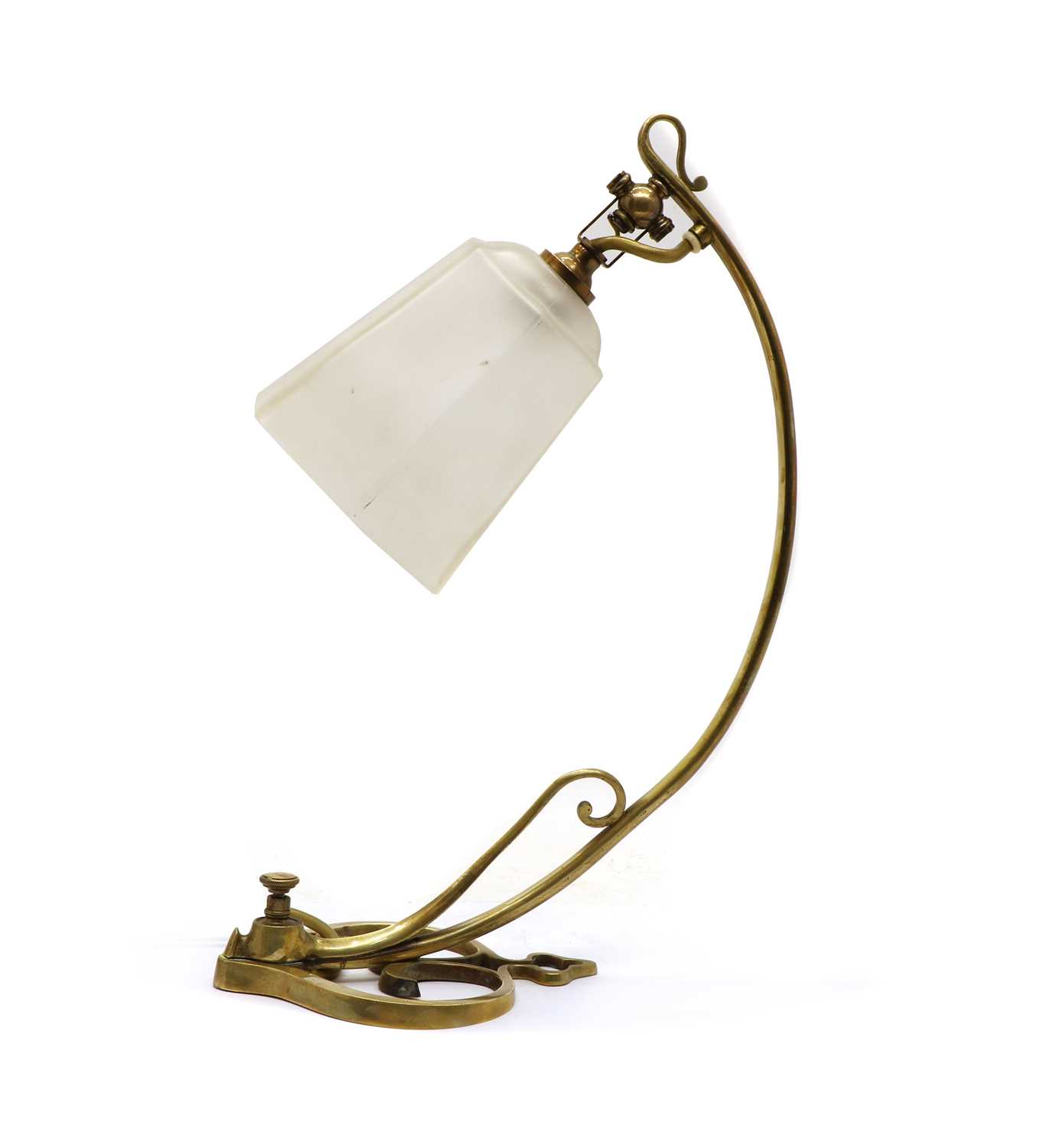 Lot 180 - An Art Nouveau brass table lamp