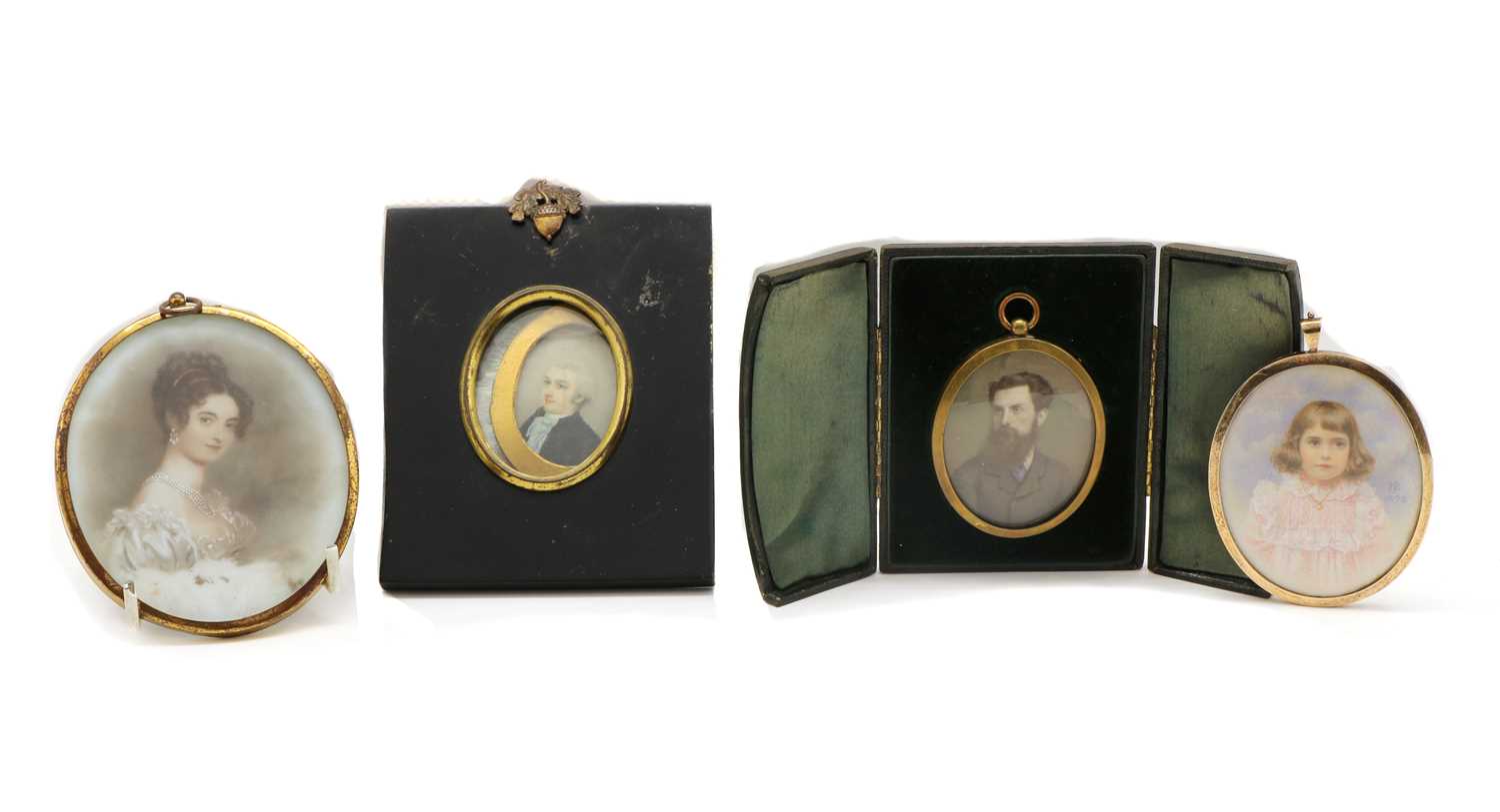 Lot 203 - A portrait miniature of a young girl in a pink dress