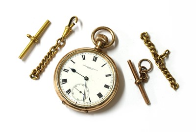 Lot 457 - A cased rolled gold Omega open-faced pocket watch