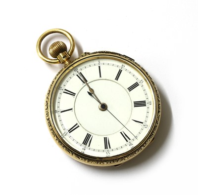 Lot 452 - An 18ct gold open faced pin set chronograph pocket watch