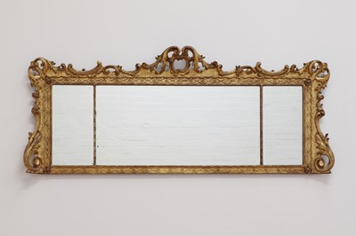 Lot 635 - A George II carved giltwood triple-plate overmantel mirror