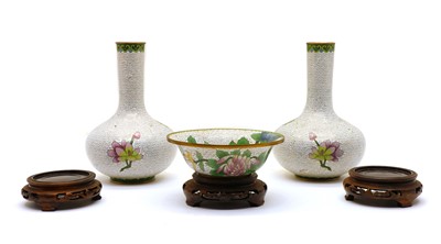 Lot 177 - A pair of Chinese cloisonné vases