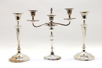 Lot 65 - A pair of silver plated candlesticks