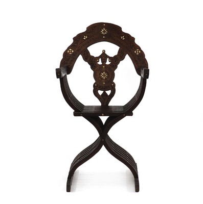 Lot 518 - A Syrian style Savronola chair