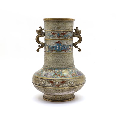 Lot 211 - A Chinese champleve enamel vase