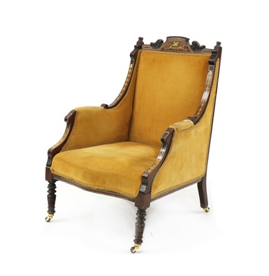 Lot 528 - An Edwardian inlaid rosewood armchair