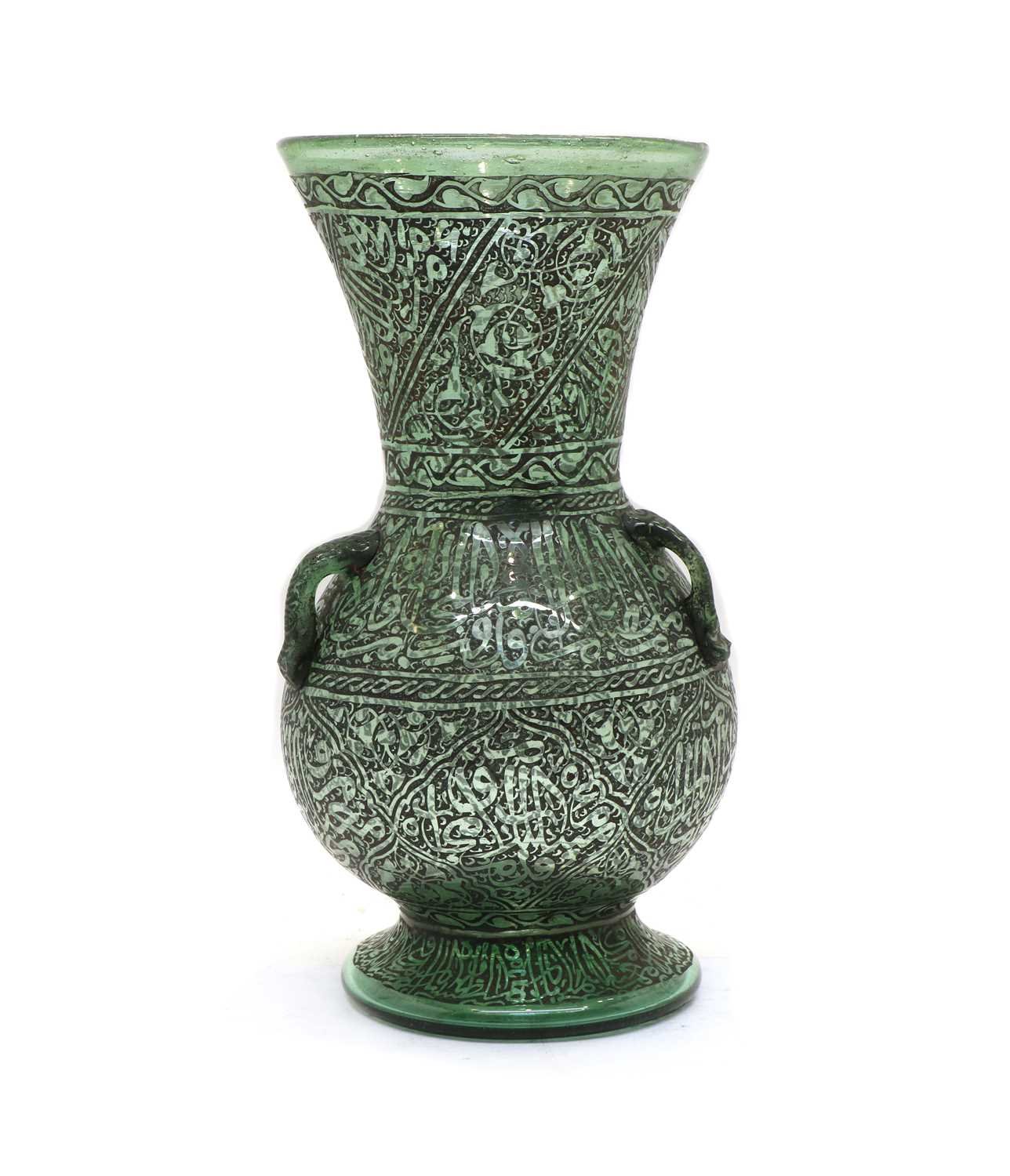 Lot 303 - A late 19th early 20th century glass mosque oil lamp
