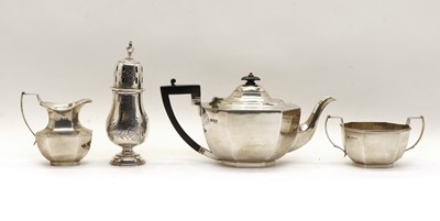 Lot 34 - A silver three piece tea service