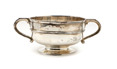 Lot 38 - A silver twin handled pedestal bowl