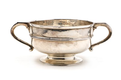Lot 38 - A silver twin handled pedestal bowl