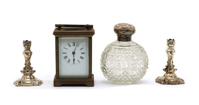 Lot 60A - A silver topped cut glass perfume bottle