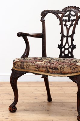 Lot 652 - A George III Chippendale-style mahogany elbow chair