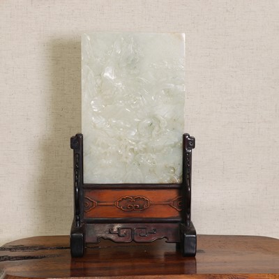 Lot 69 - A Chinese jade panel