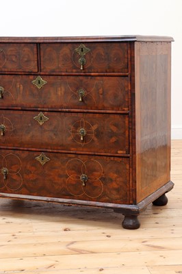 Lot 712 - A William and Mary oyster-veneered olivewood chest of drawers