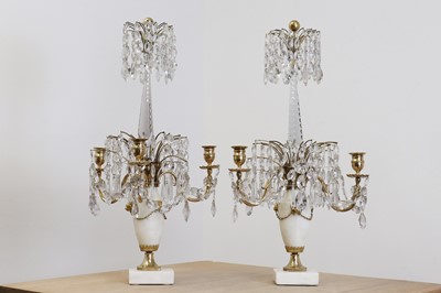 Lot 653 - A pair of Gustavian three-light table girandoles