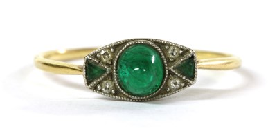 Lot 61 - An Art Deco emerald and diamond ring