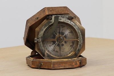 Lot 645 - A brass and silvered equinoctial dial compass