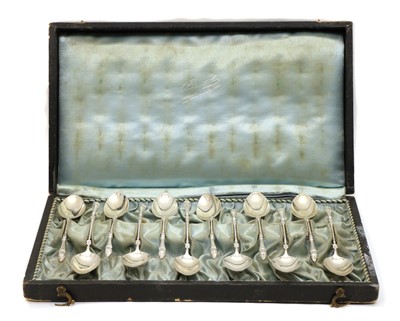Lot 3 - A cased set of twelve 800 standard Continental silver coffee spoons