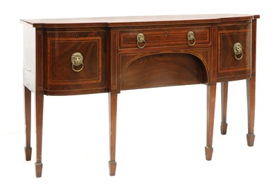 Lot 536 - A George III strung and crossbanded mahogany bow front sideboard