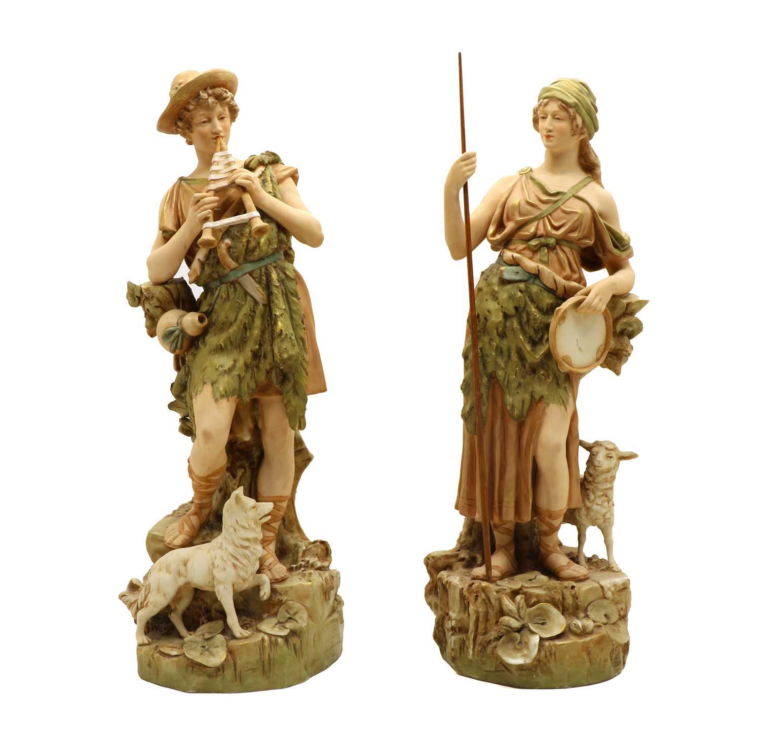 Lot 65 - A large pair of Royal Dux porcelain figures