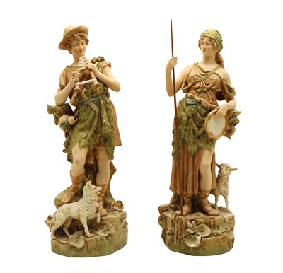 Lot 65 - A large pair of Royal Dux porcelain figures