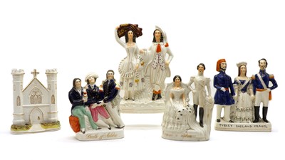 Lot 81 - A collection of five Staffordshire flat-back items