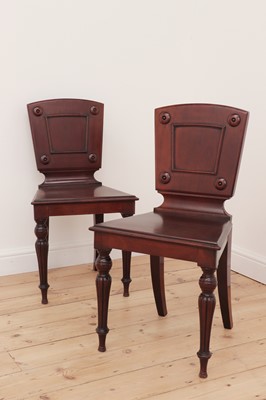 Lot 476 - A pair of Victorian mahogany hall chairs