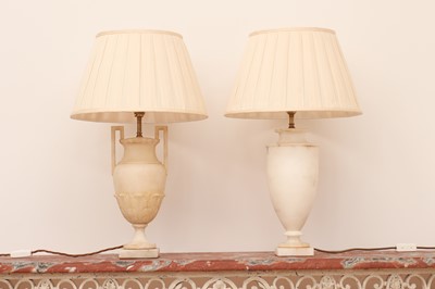 Lot 605 - Two alabaster table lamps