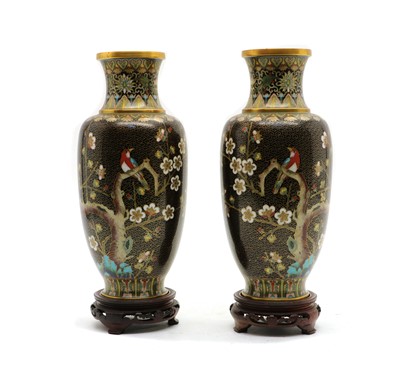 Lot 178 - A pair of cloisonne vases