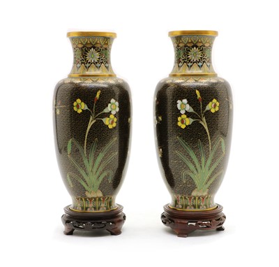 Lot 178 - A pair of cloisonne vases