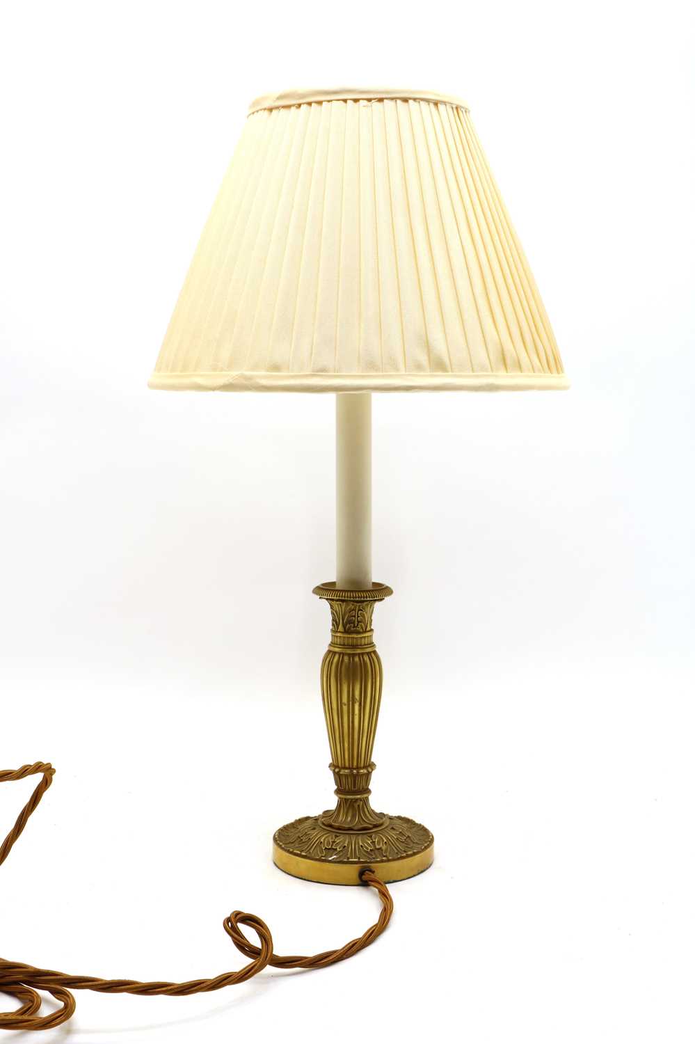 Lot 110 A gilt bronze candlestick table lamp and