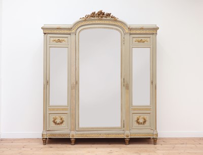 Lot 774 - A Louis XVI-style painted and parcel-gilt armoire