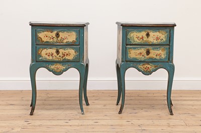 Lot 162 - A pair of painted petite commodes