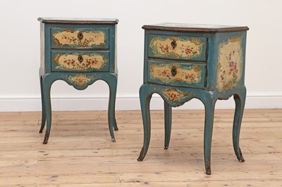 Lot 162 - A pair of painted petite commodes
