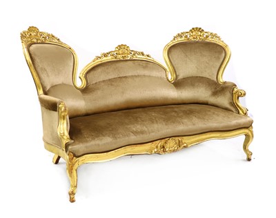 Lot 454 - A mid-Victorian gilt framed chair back sofa