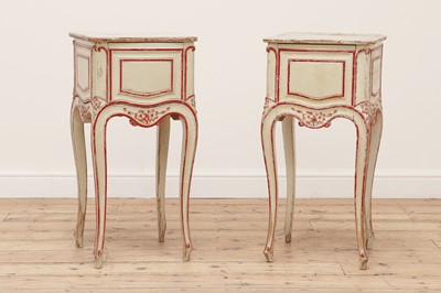 Lot 558 - A pair of transitional-style painted bedside commodes