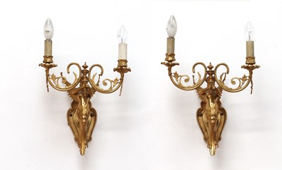 Lot 155 - A pair of Empire-style two-branch wall lights